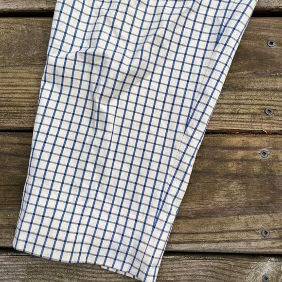 Piazza Sempione Audrey Plaid Pants Mint Crop Blue Tan - Picture 2 of 9